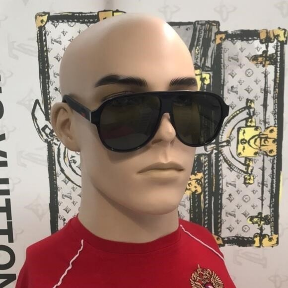 Authentic ✨ Brand New Gucci GG0009S 001 Pilot Sunglasses – Shiny Black Frame wit - Picture 1 of 11